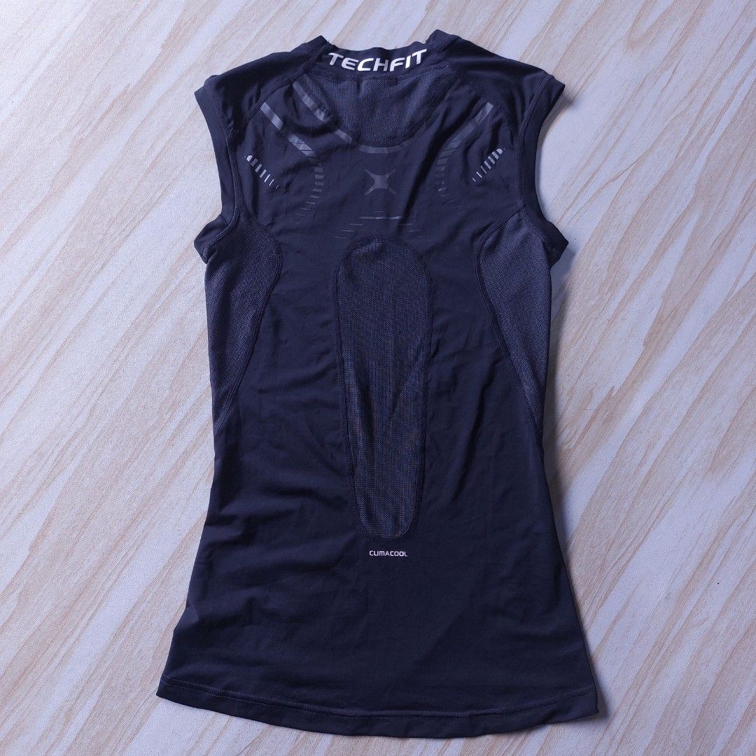 ADIDAS TECHFIT Powerweb Navy Sleeveless T-shirt, Fesyen Pria
