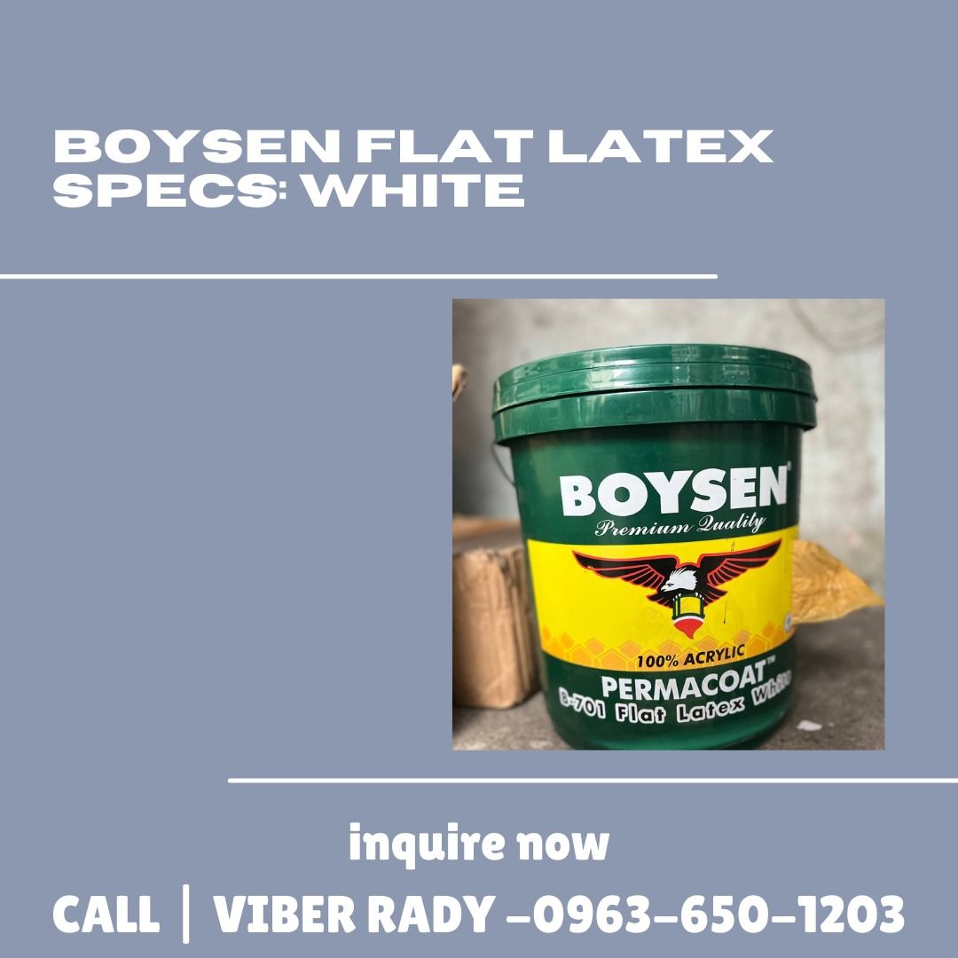 boysen flat latex (Category: Other Home Furniture) located in Manila. Submitted by ramoseliza33488 (Listing ID 1368778817, Image 1). Description: .