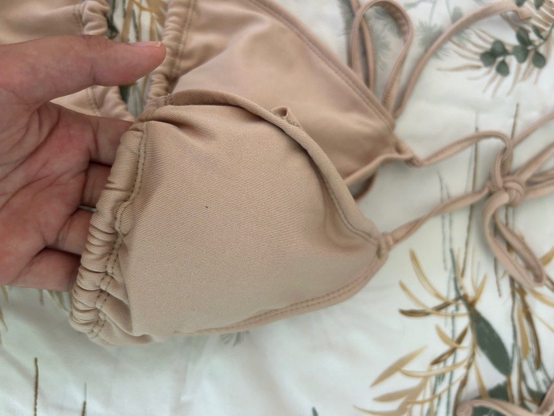 Costa Maria string bikini in beige (Category: Bikinis & Swimsuits) located in Dumaguete. Submitted by soflow (Listing ID 1368952888, Image 3). Description: size xs but can be free size as it's string, depends on how much coverage u want used with care tho has a very very small black dot on the left cup (in photos) buy the bandeau bikini with this one and get both for 1,400 tags blackbough string bikini eighth mermaid rfs: not for my body type.