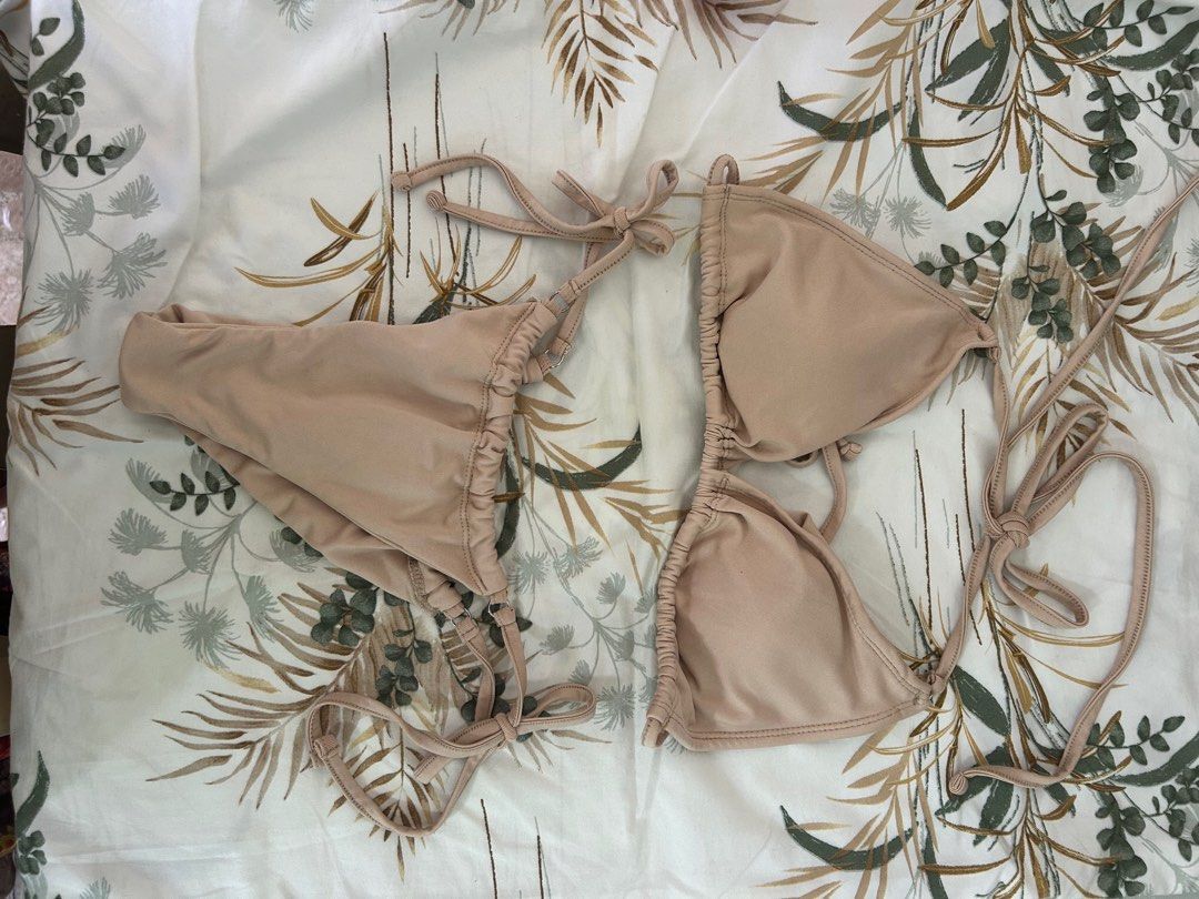 Costa Maria string bikini in beige (Category: Bikinis & Swimsuits) located in Dumaguete. Submitted by soflow (Listing ID 1368952888, Image 1). Description: size xs but can be free size as it's string, depends on how much coverage u want used with care tho has a very very small black dot on the left cup (in photos) buy the bandeau bikini with this one and get both for 1,400 tags blackbough string bikini eighth mermaid rfs: not for my body type.