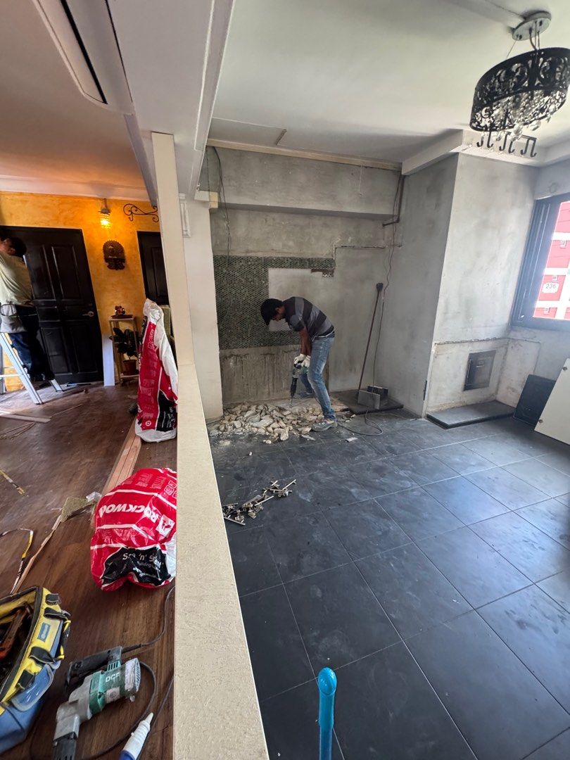 Demolition Services/Hacking Services/Disposal services/Renovation/Reinstatement works/whole house hacking/Wall tiling/Mansory/BTO/ Resale/Flooring/ HDB Package/interior design/Carpentry work62863093749890113