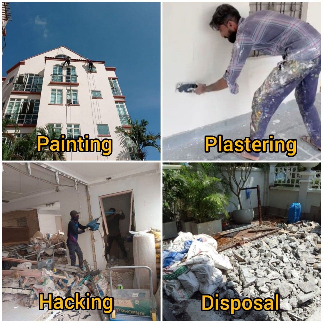 Direct Contractor Hdb, Bto, Office, Landed renovation / Hacking & Tiling / Dismantle & disposal / Demolition / Reinstatement / Touch up & full plaster Service62853070149891114