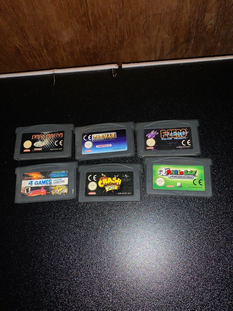 Nintendo Gameboy Advance Games (Category: Nintendo) located in Valenzuela. Submitted by moonlightperks (Listing ID 1368868131, Image 1). Description: All original. Not tested if working. Manage your expectations. No warranty. 1. ❌ SOLD Mario Golf Advance Tour 2. ❌ SOLD Crash Bandicoot XS 3. ❌ SOLD F-Zero Maximum Velocity 4. ❌ SOLD Pacman Collection 5. ✅ AVAILABLE 4 games on one game pak (gt advance champion racing, gt2 advance rally racing, gt3 a