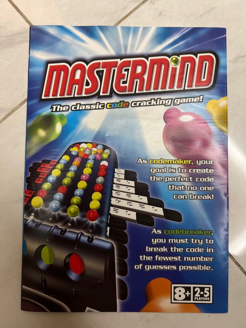 Mastermind Code Cracking Game (Category: Board Games & Puzzles) located in Singapore. Submitted by bobbly_bob (Listing ID 1368900167, Image 3). Description: Selling a lightly used Mastermind code cracking game. It's a classic game that's fun for the whole family. The game is in good condition and comes with all the pieces. It's a great way to spend time with friends and family. .