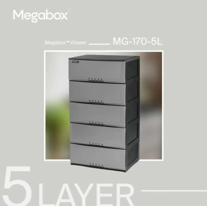 MegaBox 5 layer Drawer (Category: Shelves, Cabinets & Racks) located in Manila. Submitted by redonlineshop (Listing ID 1368877717, Image 2). Description: MegaBox 5 layer Drawer ₱2300 MG-170 GREY (only) ON HAND BRAND NEW Mode of Payment: Gcash,COD Same day delivery + Delivery Fee.