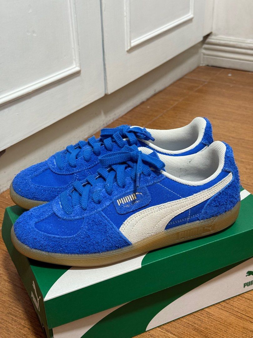 Puma Palermo Vintage (Category: Sneakers) located in Manila. Submitted by ryansellsstuff (Listing ID 1368849209, Image 1). Description: Puma Palermo Vintage Used once only, looks new Size: 7.5 US Mens Color: Hyperlink Blue and Frosted Ivory Price: 3000 RFS: decluttering With additional laces and box.