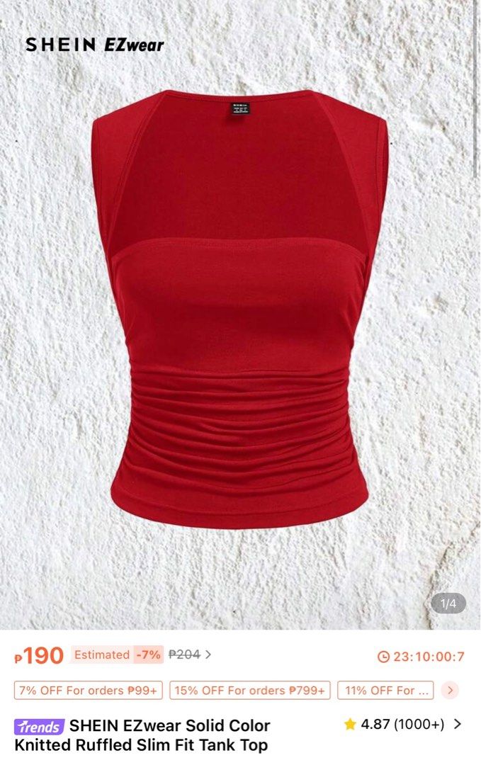 Shein top (Category: Sleeveless) located in Quezon City. Submitted by ___rainbow___ (Listing ID 1368873191, Image 1). Description: Rfs: Kinda big to me Xs- S, stretchy.