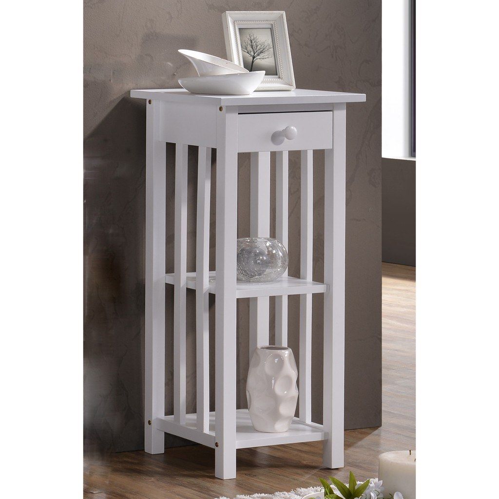 Side Table (Category: Shelves, Cabinets & Racks) located in Singapore. Submitted by koalaxcat (Listing ID 1368852510, Image 1). Description: - Side Table with 1 Drawer - Made of solid wood and MDF board - Can used as telephone rack or bedside table - Colour white - Dimension : L380mm x W380mm x H910mm.