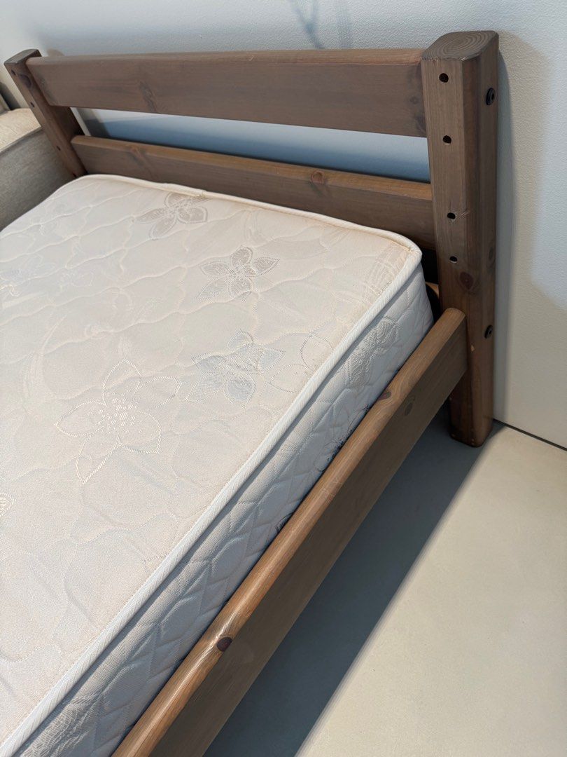 Single bed frame (Category: Bed Frames & Mattresses) located in Singapore. Submitted by eliza.lin81 (Listing ID 1368836521, Image 2). Description: Flexa single bed frame for sale! Leading Scandinavian brand for beds. Great quality and very sturdy. Great for toddlers from age 3 onwards. Measurements as per photo 210cmx100cmx66.5cm See Flexa website for more details or DM me for any questions. Single mattress to go along with bed frame Self pick up