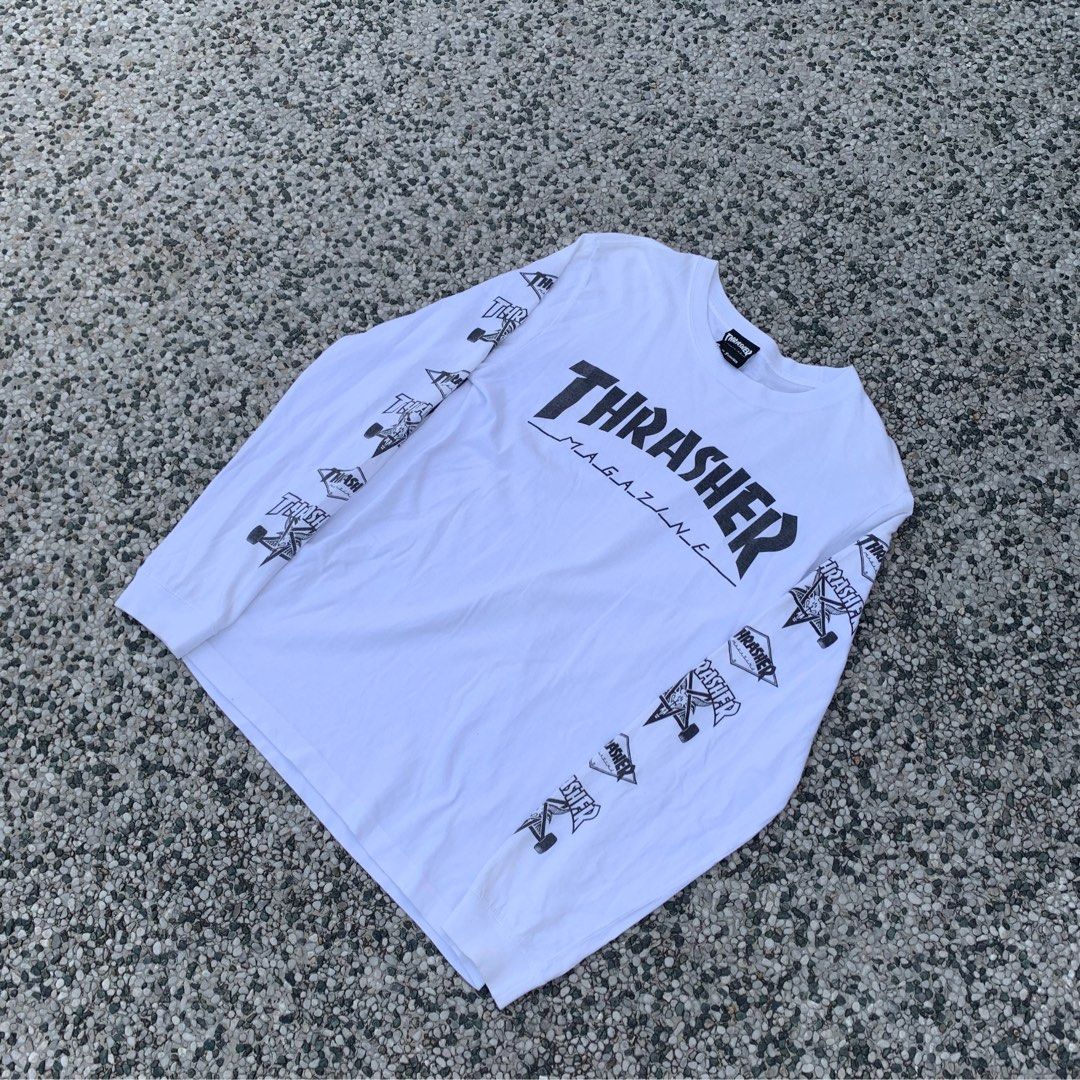Thrasher magazine white Longsleeve (Category: Activewear) located in Quezon City. Submitted by paymelikelandlord (Listing ID 1368945585, Image 1). Description: Declutter SALE thrasher magazine longsleeve Size medium Very good condition No hidden issue no flaw Dm to purchase 📥.
