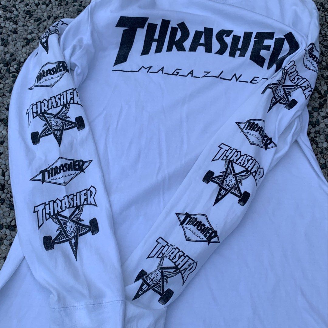 Thrasher magazine white Longsleeve (Category: Activewear) located in Quezon City. Submitted by paymelikelandlord (Listing ID 1368945585, Image 2). Description: Declutter SALE thrasher magazine longsleeve Size medium Very good condition No hidden issue no flaw Dm to purchase 📥.