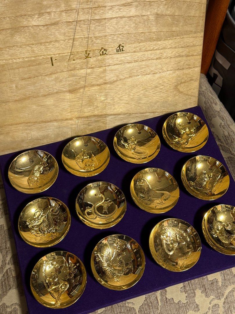 十二支金杯 24KGP 美品 桐箱入り 記念品レトロ