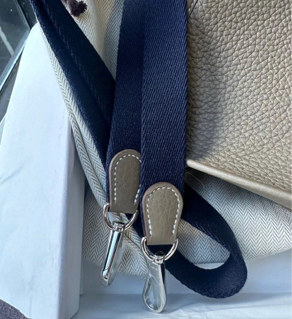 Authentic Hermes Mini Evelyne Etoupe PHW Bleu Indigo Strap (Category: Luxury Bags & Wallets) located in Quezon City. Submitted by breakmyfashion (Listing ID 1369038412, Image 3). Description: Comes in full set with receipt, box, paperbag and dust bag. Stamp: W.