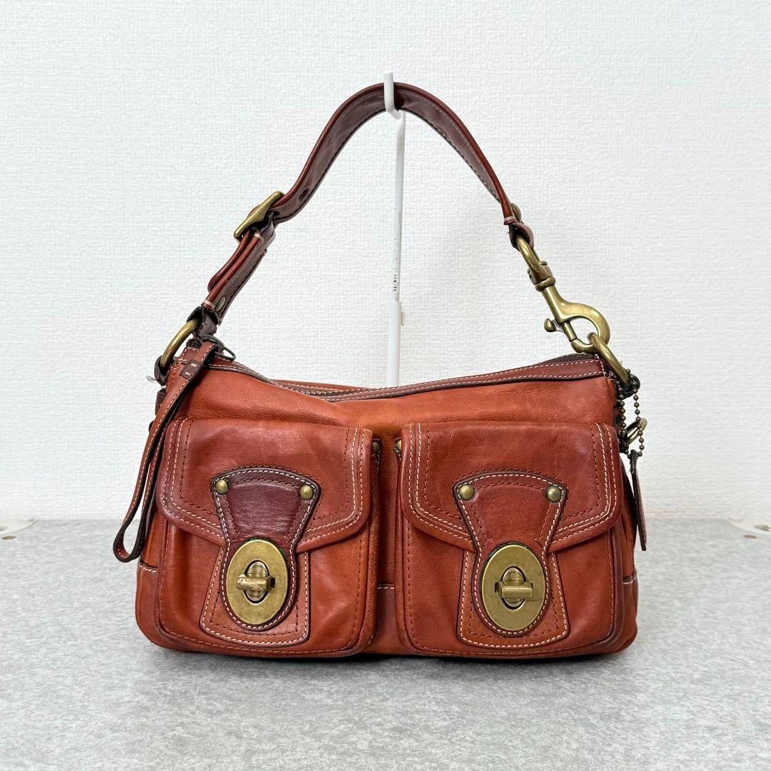 COACH Legacy Turnlock Shoulder Bag Leather Brown 65th F/S Used  