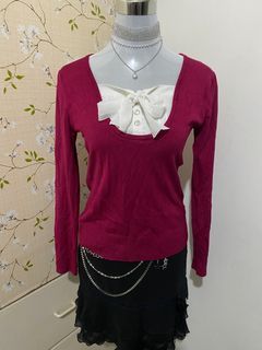 D Gibson japan shoujo lolita babydoll knit ribbon bow top y2k coquette himekaji japanese school uniform acubi academia grunge