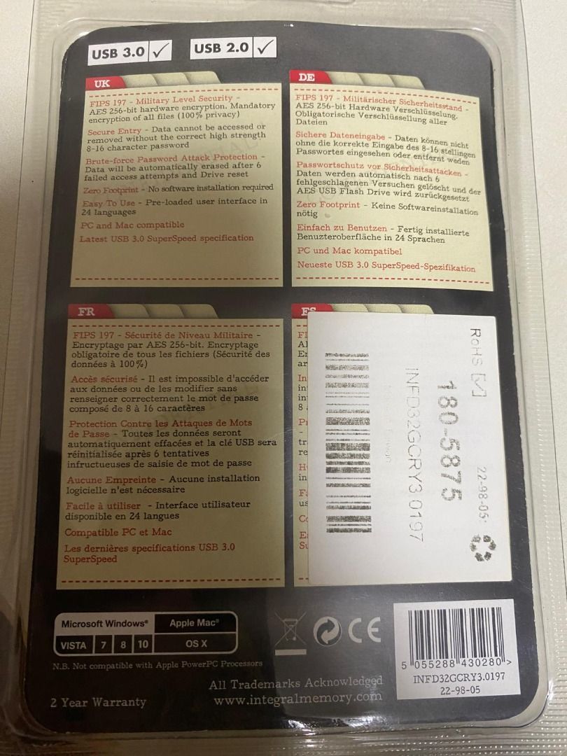 Integral Memory Crypto 32 GB USB 3.0 Hardware Encrypted Flash Drive63168473913090111