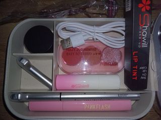 MAKEUP BUNDLE! Eyeshadow Palette Lower Eyelash Stamp Mascara Lip Tint Lip Balm Eyelash Curler Organizer