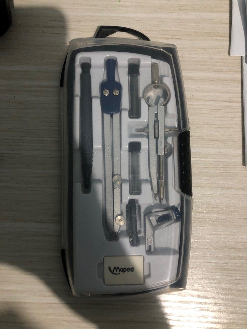 Maped Compass Set (Category: Stationery & School Supplies) located in San Pedro. Submitted by kmgcart (Listing ID 1369122404, Image 1). Description: - opened but never used mode of payment: gcash mode of delivery: gogo xpress / lalamove civil engineering drawing tool instrument compass set metal.