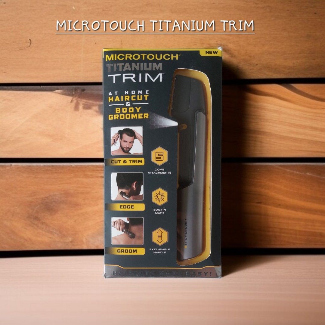 Microtouch Titanium Trim (Category: Hair) located in Manila. Submitted by jpshogun (Listing ID 1369093665, Image 1). Description: The Microtouch Titanium Trim is an at-home haircut and body groomer designed for easy self-styling.