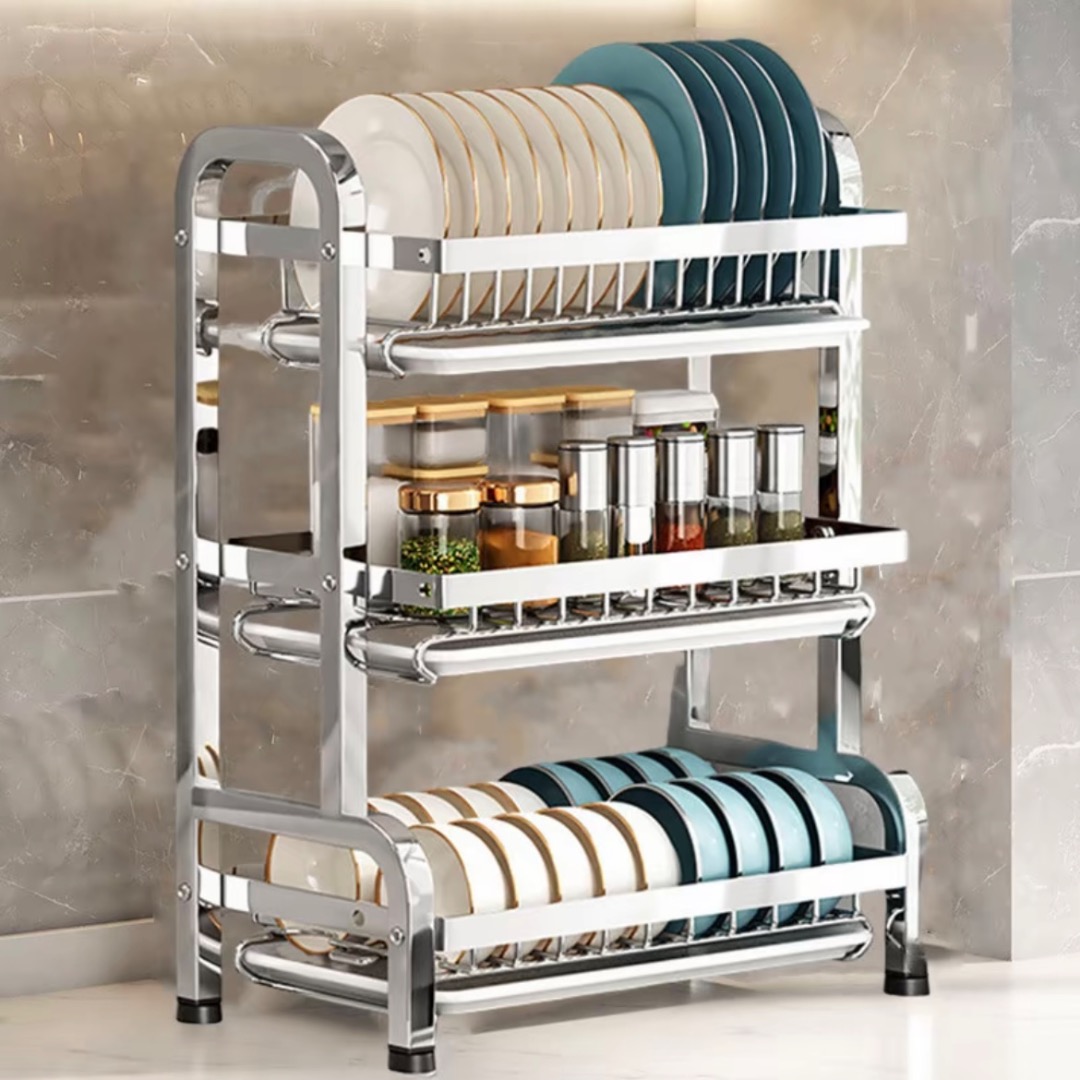 Multi-Tier Dish Rack Shelf | Stainless Steel Kitchen Rack | Modern ...