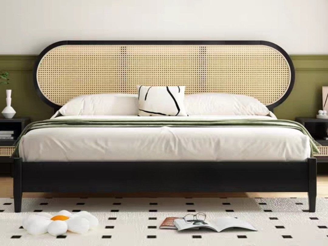 (CUSTOM) Rattan Bed Frame, Furniture & Home Living, Furniture, Bed ...