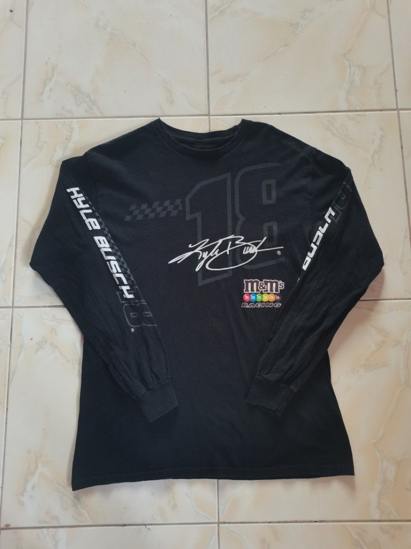 Nascar M&M Kyle Busch Long Sleeve Shirt (Category: Coats, Jackets and Outerwear) located in La Trinidad. Submitted by randoruthrifts (Listing ID 1368966721, Image 1). Description: Nascar M&M Kyle Busch Long Sleeve Shirt Cut tag Dimes : Length = 28 Width : 19.