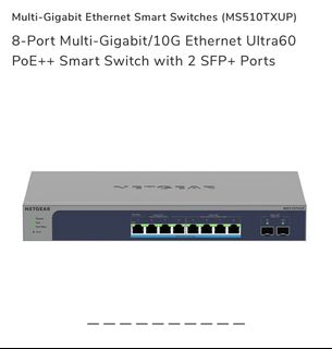 Netgear (MS510TXUP)  8-Port Multi-Gigabit/10G Ethernet Ultra60 PoE++ Smart Switch with 2 SFP+ Ports