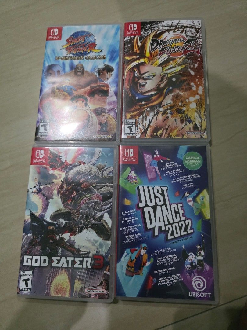 Nintendo switch games for sale (Category: Nintendo) located in Mandaluyong City. Submitted by jayjaybarrientos (Listing ID 1369081825, Image 1). Description: per game street fighter - 700 ***** sold dbz fighter z - 800 god eater 3 - 900 just dance 2022 - 600 sold last price angono rizal ortigas location all working slightly used.