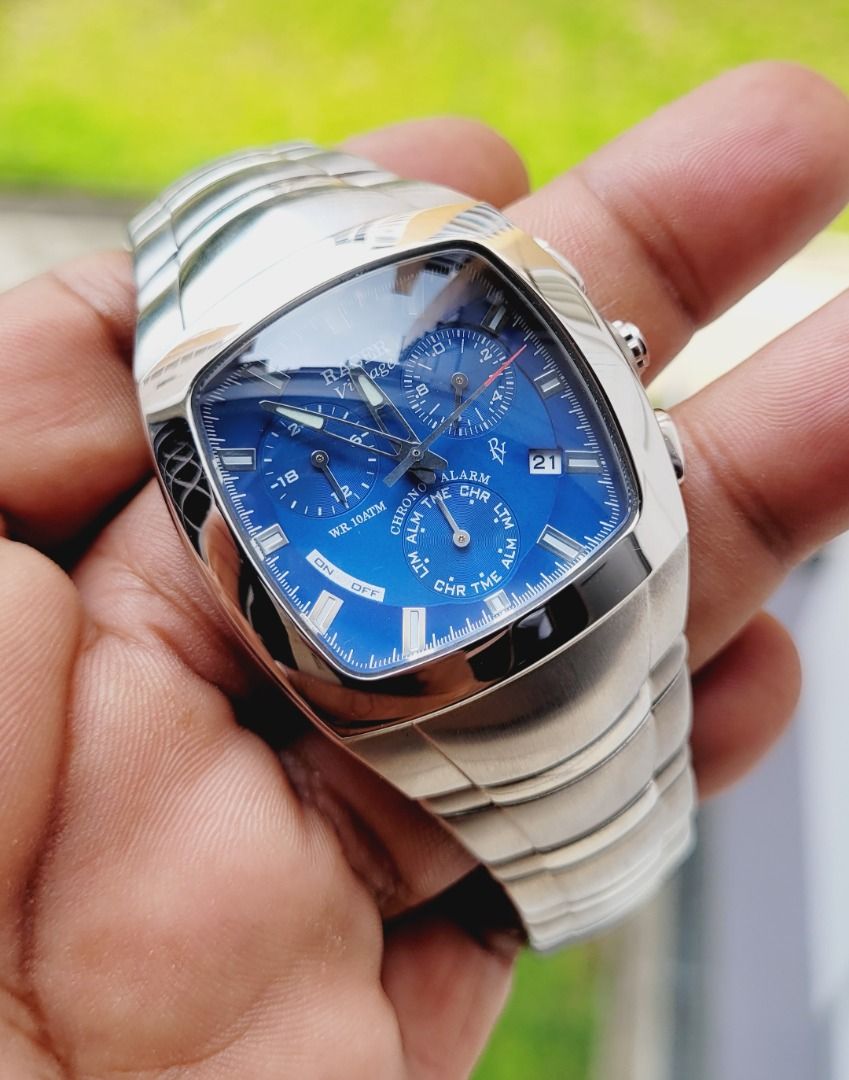 Orient Racer Vintage Blue Dial Multifunction Chronograph Alarm Watch ...