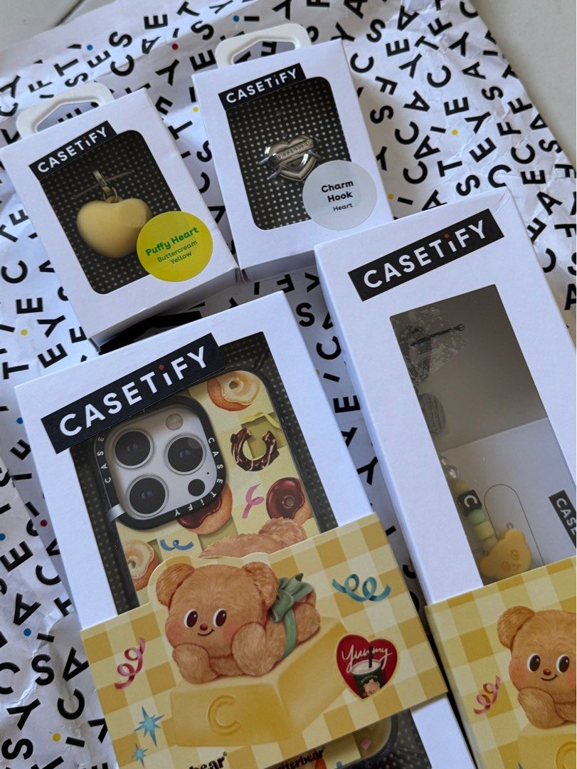 [See description] Original Casetify Butterbear for iPhone 15 Pro (Category: Cases & Sleeves) located in Cabuyao City. Submitted by 4llie (Listing ID 1369011957, Image 1). Description: Original Casetify Butterbear Case for iPhone 15 Pro iPhone 15 Pro Donut Butterbear Case - ₱1999 Heart Charm Hook - Silver - ₱500 - Sold Butterbear Phone Charm - ₱1999 Charm Keychain - Puffy Heart - Buttercream - ₱500 - Sold Total original price is ₱8660. See PBD: Do
