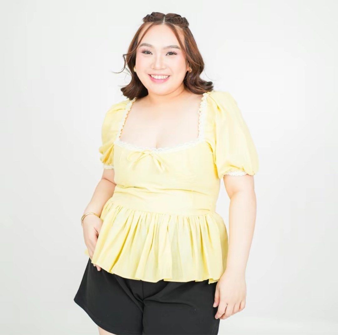 Peplum top L- semi XL (Category: Blouses) located in Quezon City. Submitted by declutteringpanda (Listing ID 1368991435, Image 1). Description: Never used Sinukat lang Best fit Large to semi XL.