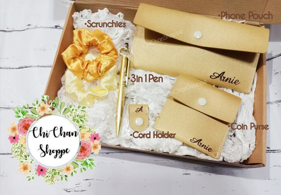 Personalized gifts BOX SET with engrave name (Category: Purses & Pouches) located in Manila. Submitted by chichanshoppeph (Listing ID 1368955599, Image 1). Description: .
