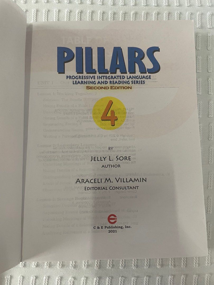 Pillars 4 (Category: Textbooks) located in Manila. Submitted by sheldon_sun (Listing ID 1369016804, Image 2). Description: Slightly used. Around 10 pages with answers in pencils and some check marks in ballpen..