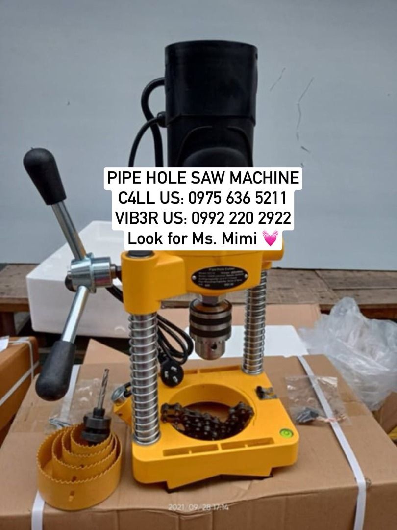 PIPE HOLE SAW MACHINE (Category: Construction Tools & Equipment) located in Manila. Submitted by kaytakezo (Listing ID 1368964374, Image 2). Description: Item Name: PIPE HOLE SAW MACHINE Item Info: 11/4" TO 8" PRICE: ₱28,300 Contact us at: 📞0️⃣9️⃣7️⃣5️⃣6️⃣3️⃣6️⃣5️⃣2️⃣1️⃣1️⃣ (V!B3R R3ADY) 📞0️⃣9️⃣9️⃣2️⃣2️⃣2️⃣0️⃣2️⃣9️⃣2️⃣2️⃣ (V!B3R R3ADY) Shop Location: 📍Manila Branch: Takezo Industrial Supply - 1268 Narcisa St. Cor,. Mayhaligue Abad Santos Tondo