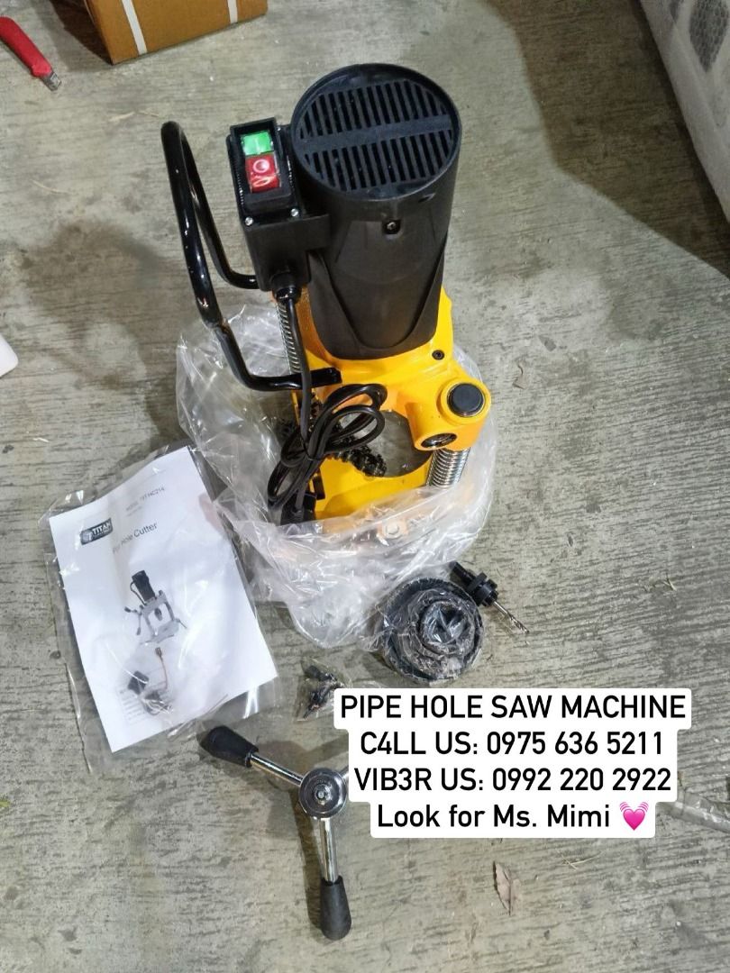 PIPE HOLE SAW MACHINE (Category: Construction Tools & Equipment) located in Manila. Submitted by kaytakezo (Listing ID 1368964374, Image 1). Description: Item Name: PIPE HOLE SAW MACHINE Item Info: 11/4" TO 8" PRICE: ₱28,300 Contact us at: 📞0️⃣9️⃣7️⃣5️⃣6️⃣3️⃣6️⃣5️⃣2️⃣1️⃣1️⃣ (V!B3R R3ADY) 📞0️⃣9️⃣9️⃣2️⃣2️⃣2️⃣0️⃣2️⃣9️⃣2️⃣2️⃣ (V!B3R R3ADY) Shop Location: 📍Manila Branch: Takezo Industrial Supply - 1268 Narcisa St. Cor,. Mayhaligue Abad Santos Tondo