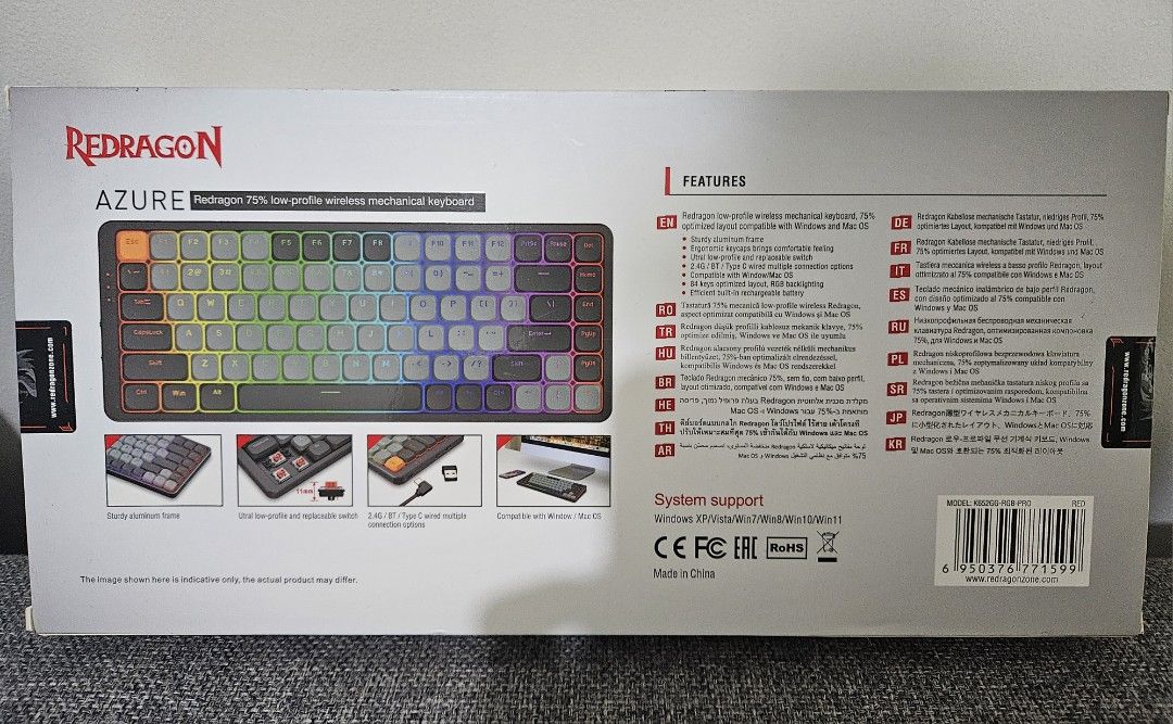 Redragon azure 75% low profile keyboard (Category: Computer Keyboard) located in Santa Rosa. Submitted by acleancloset (Listing ID 1368968963, Image 2). Description: complete accessories except keycap puller check photos for details & inclusions hardly used.