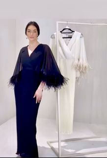 SERPIL Classy Black Sequin-Embellished Cape Long Gown Dress Size Medium Cocktail Dress / Evening Dress / Holiday Dress / Black Tie Party Dress / Birthday Dress / Party Dress/ Chic Dress/ Wedding Guest Dress / Formal Dress / Reception Dress