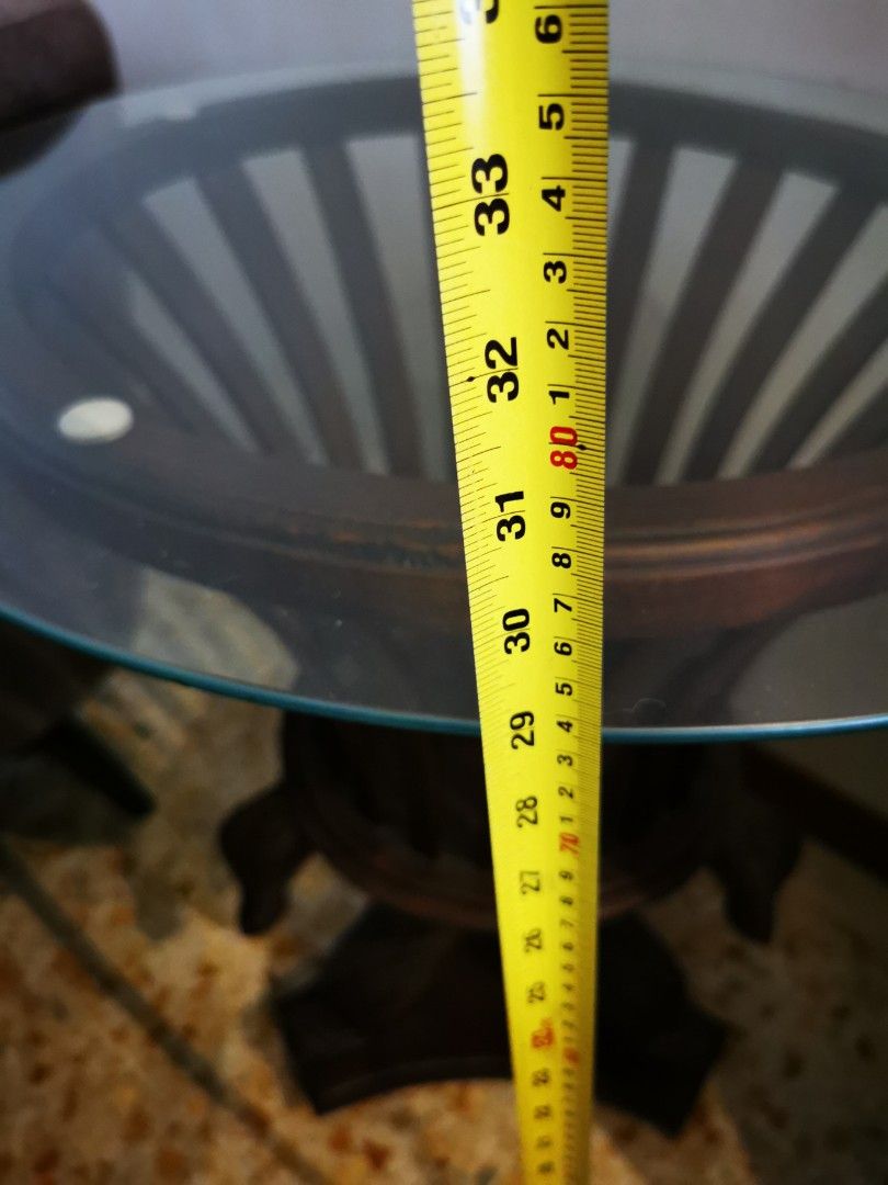Side Table (Category: Tables & Sets) located in Singapore. Submitted by _blueskyy (Listing ID 1368620251, Image 2). Description: Glass table table as per picture Glass top- is removable Soild wood base. Balinese style, solid wood. See my other listings - furniture, mix and match. Measurement in the picture. 60 X 74(H) Arrange your own transport...