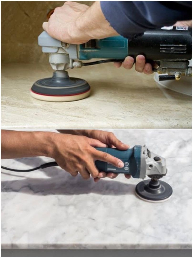 Solid surface machine sanding and polishing, kitchen counter top marble ...