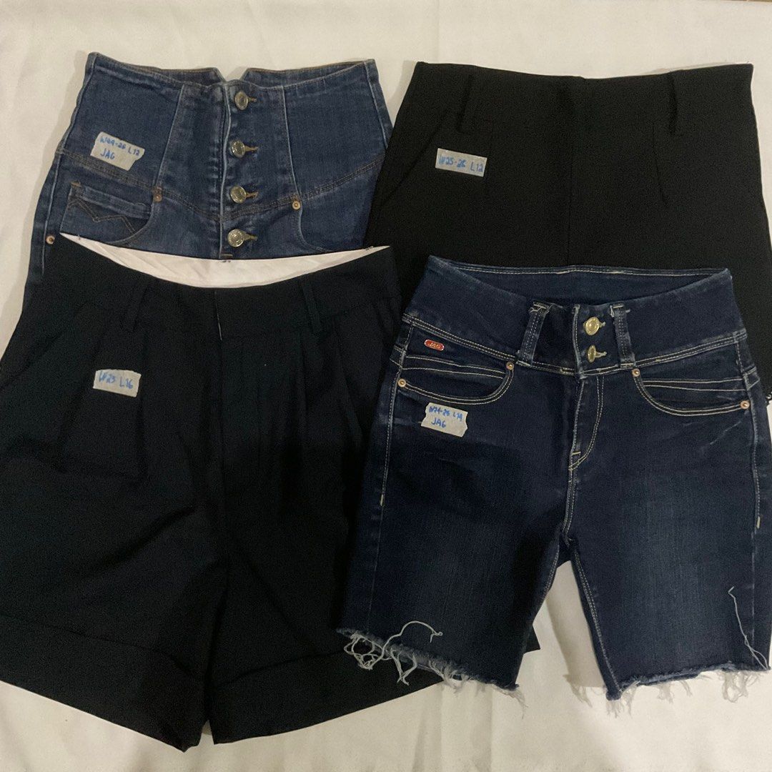 TAKE ALL BUNDLE MIXED SHORTS (Denim, Cotton, Trouser) (Category: Shorts) located in Muntinlupa City. Submitted by solluna11 (Listing ID 1369024457, Image 2). Description: TAKE ALL FOR SALE Pwede Tingi pero back to original price :)) Mixed: may low waist, mid waist, & high waist 8pcs + 1 free Brands: GU - 1 Jag - 2 MOD: J&T (Large Pouch).