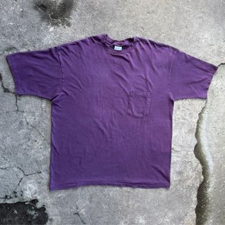 Vintage 1990s Gap Faded Purple Blank Pocket Tee Made in USA