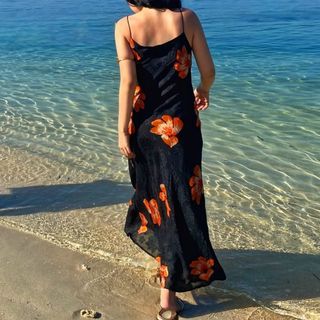 Vintage Black Chiffon Maxi Dress/Gown—Summer/Evening Dress