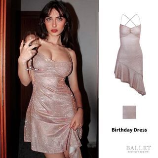 V-neck Glitter Backless Sling Dress - Birthday Party Dress