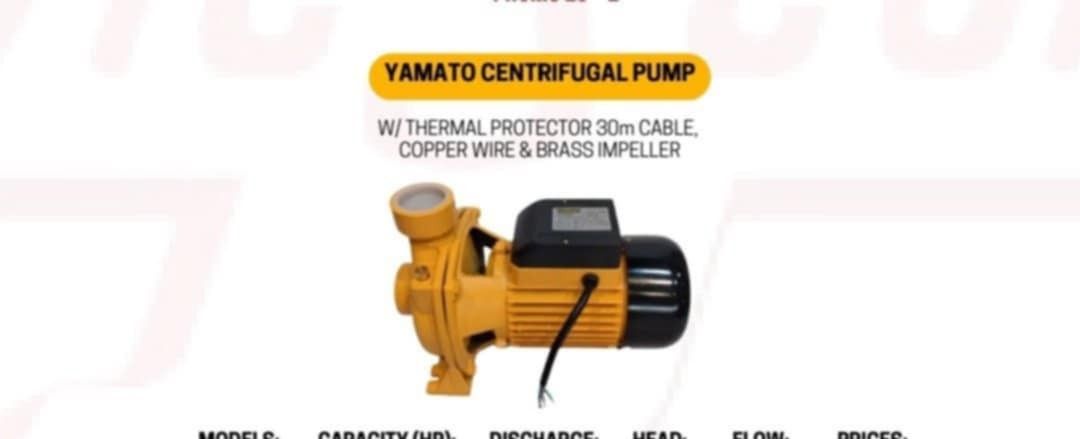 Yamato. Water pump & Centrifugal (Category: Construction & Building Materials) located in Manila. Submitted by charles_merchandise (Listing ID 1368994583, Image 2). Description: Yamato. Water. Pumps 1/2 Hp. Peripheral pump 1/2 Hp. Jet. - Type pump 3!4 Hp. Jet. - Type. Pump 1.0 Hp. Jet. - Type.. Pump 1.5. Hp. Jet. - Type. Pump 2.0.Hp. Jet. - Type. Pump 1.0 Hp. Jet. - Type. Pump Yamato. Centrifugal. Pumps 2.0Hp. Centrifugal pump (. 2 x 2 .) 3.0Hp. 