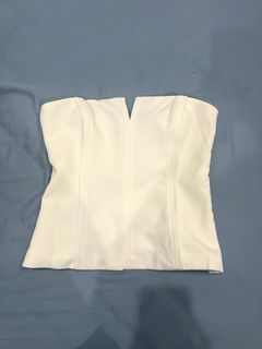 Zara white cream corset vneck tube top
