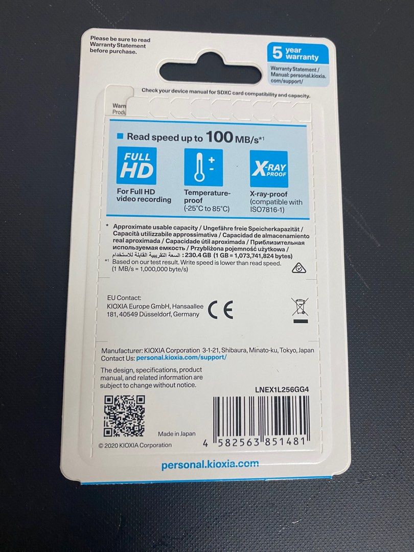 全新Kioxia 256GB SD XC UHS存储卡，每张售价10美元，现有100张62863067295618112