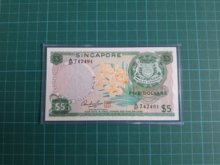 Singapore 5 DOLLARS P-2C 1972 W/out Seal ORCHID Series UNC