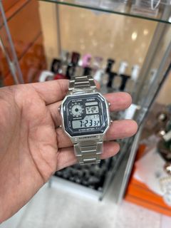 香港行貨 金鐘實體店 CASIO卡西歐 鋼帶錶 地圖錶 十年電池 AE-1200WHD-1A AE-1200WHD AE-1200WHD-1 一年保養64205968019841110
