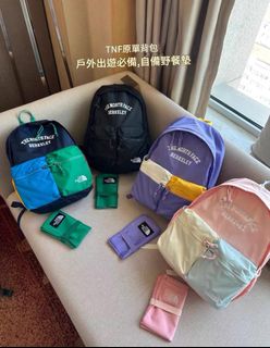 👏韓版北面 THE NORTH FACE 戶外登山拼色雙肩背包+野餐墊 防水 兒童學生背囊62998276291715118