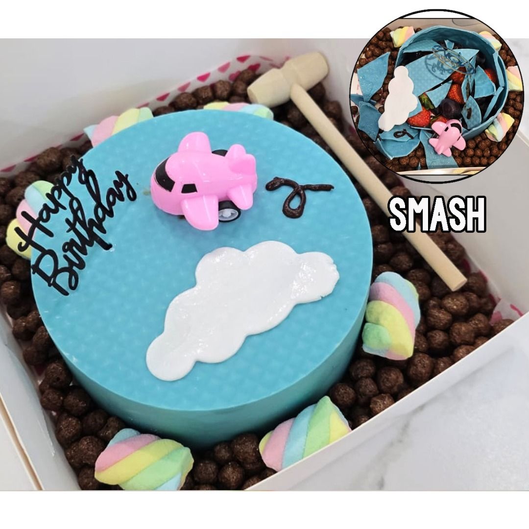 Aeroplane Cloud Chocolate Smash Pinata Cake, Food Drinks